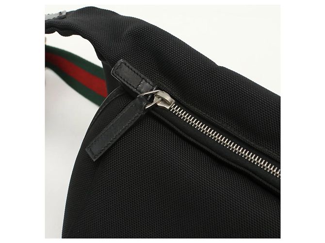 Borsa a spalla e a tracolla in tela nera GUCCI Nero - vista 6