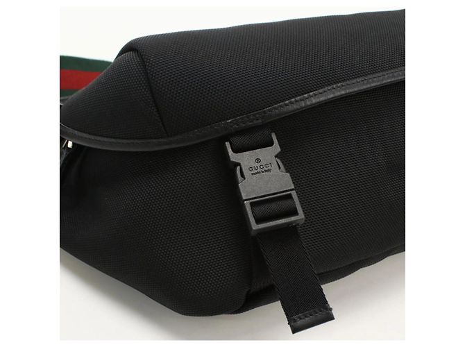 Borsa a spalla e a tracolla in tela nera GUCCI Nero - vista 7