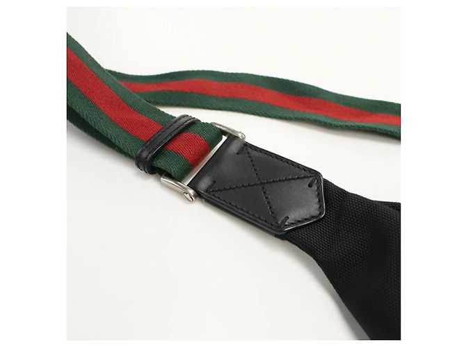 Borsa a spalla e a tracolla in tela nera GUCCI Nero - vista 8