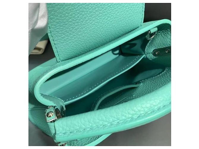 Louis Vuitton Capucines Mini Verde Menta in Pelle - vista 2