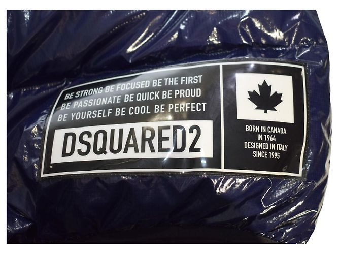 Dsquared2 navy Puffer-Weste, glänzend, gesteppt, mit Daunen gefüllt, hoher Kragen, Größe 48 IT Blau - Ansicht 10