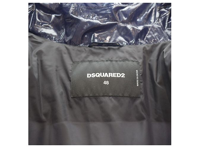 Dsquared2 navy Puffer-Weste, glänzend, gesteppt, mit Daunen gefüllt, hoher Kragen, Größe 48 IT Blau - Ansicht 3