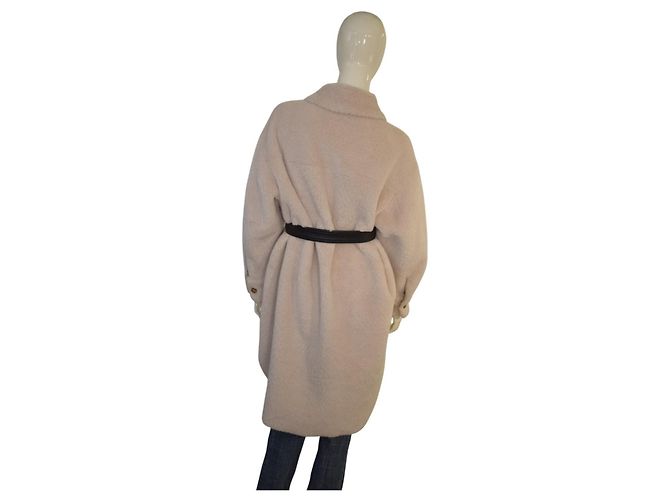Beige Wollmischung Mantel Maje Paris, taillierte Oversized-Jacke mit Gürtel, Größe 38 EU Roh - Ansicht 2