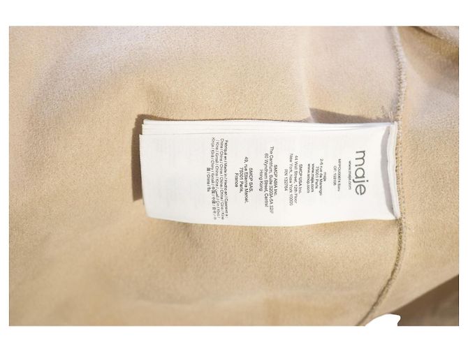 Beige Wollmischung Mantel Maje Paris, taillierte Oversized-Jacke mit Gürtel, Größe 38 EU Roh - Ansicht 4