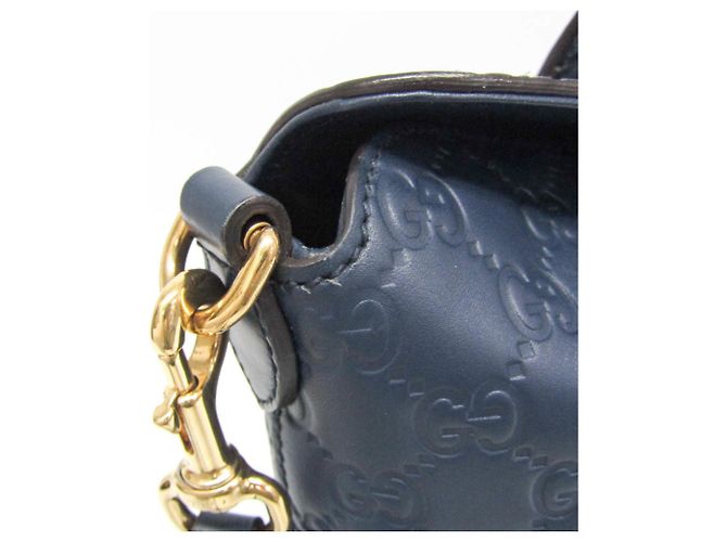 Borsa a spalla in pelle blu Guccissima di Gucci - vista 10