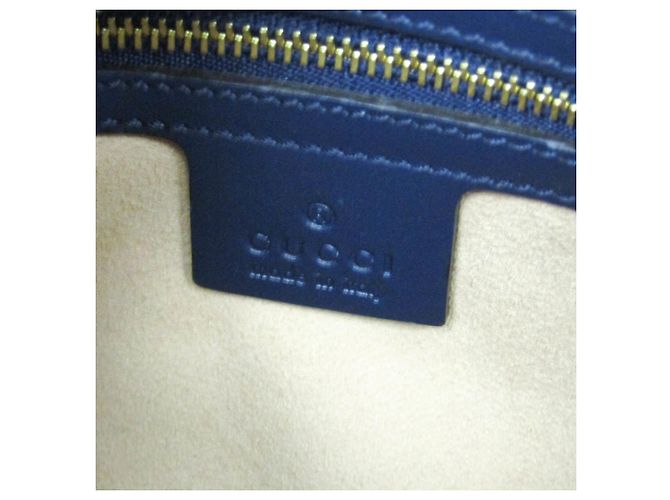 Borsa a spalla in pelle blu Guccissima di Gucci - vista 17