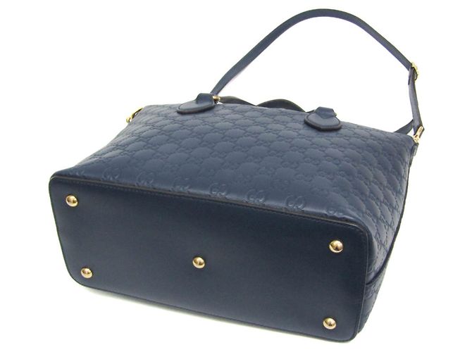 Borsa a spalla in pelle blu Guccissima di Gucci - vista 2