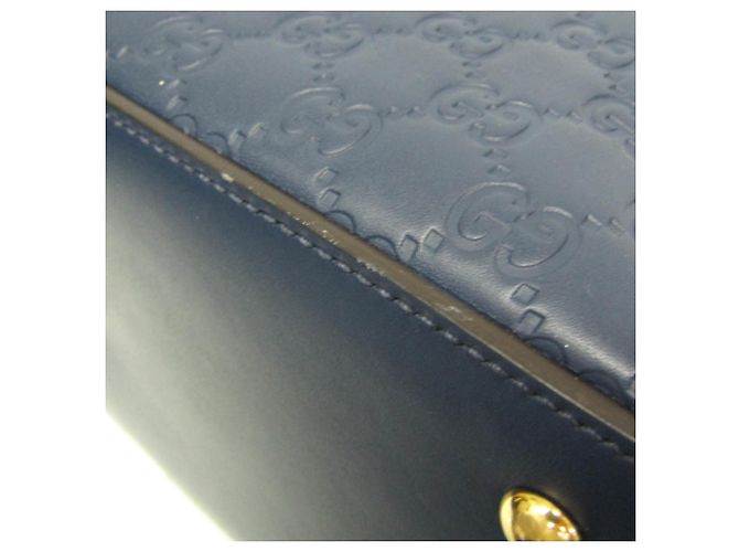 Borsa a spalla in pelle blu Guccissima di Gucci - vista 7