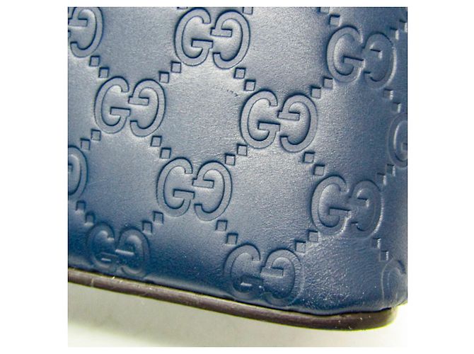Borsa a spalla in pelle blu Guccissima di Gucci - vista 8