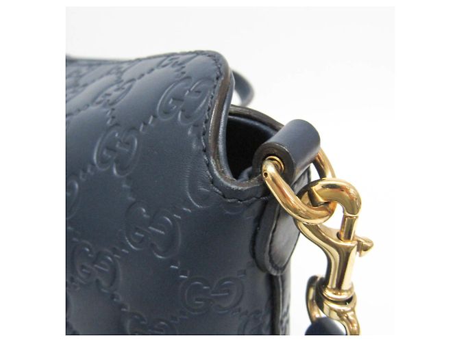 Borsa a spalla in pelle blu Guccissima di Gucci - vista 9