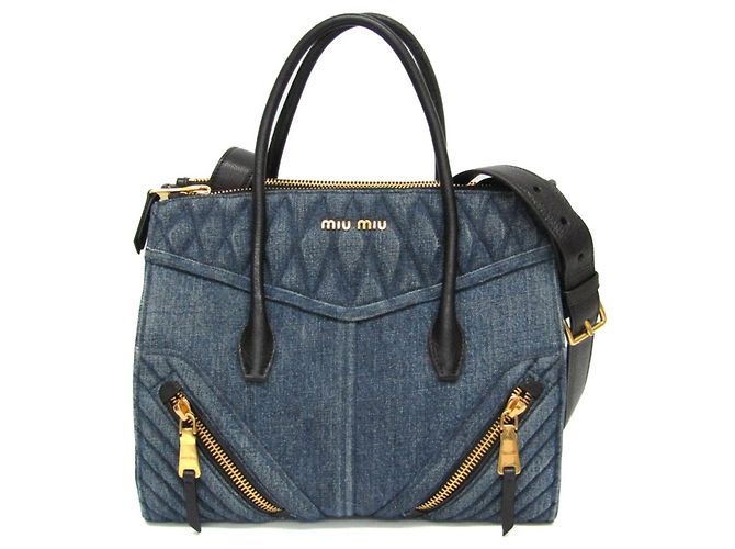 Borsa BIKER RN1032 di Miu Miu Blu - vista 11