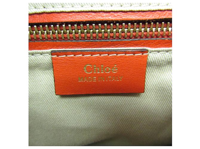Zaino in pelle e suede arancione Chloé Faye per donne - vista 13