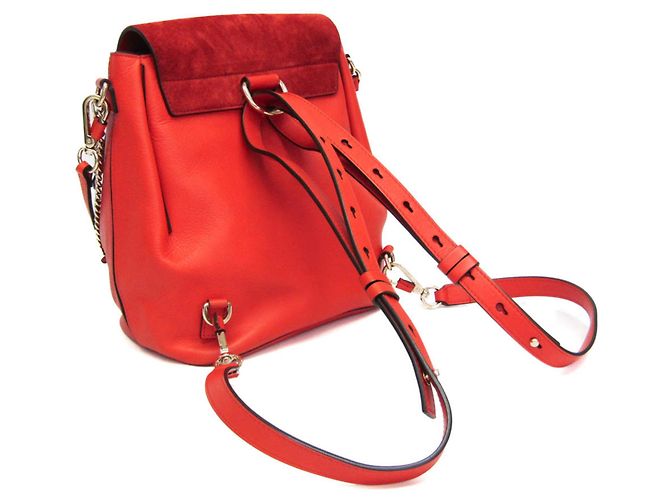Zaino in pelle e suede arancione Chloé Faye per donne - vista 2