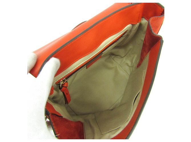 Zaino in pelle e suede arancione Chloé Faye per donne - vista 3