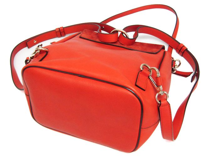 Zaino in pelle e suede arancione Chloé Faye per donne - vista 4
