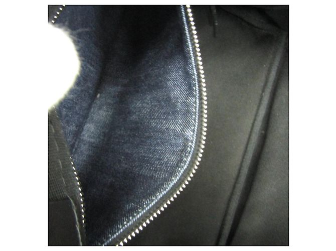 Borsa tote in pelle di vitello denim Prada Nero Blu - vista 11