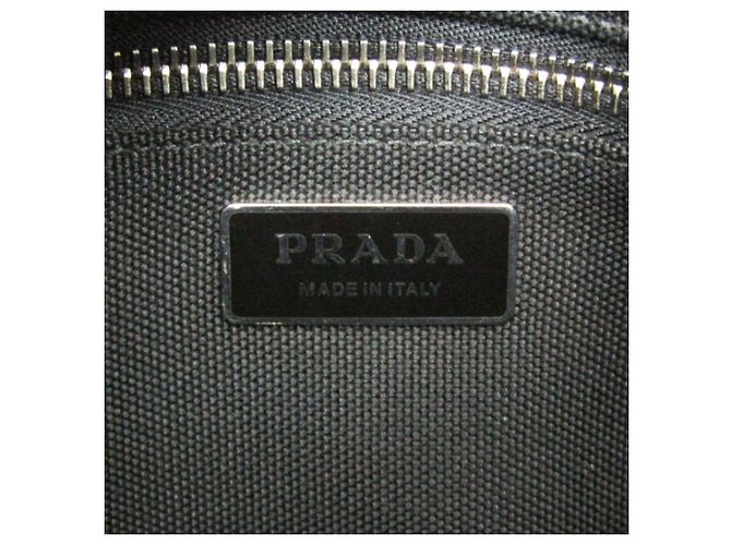 Borsa tote in pelle di vitello denim Prada Nero Blu - vista 12