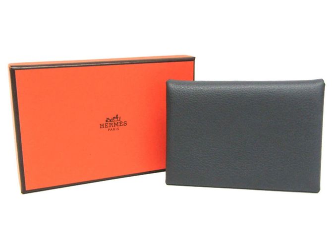 Tarjetero Calvi Duo de cuero Togo de Hermès Castaño - vista 2