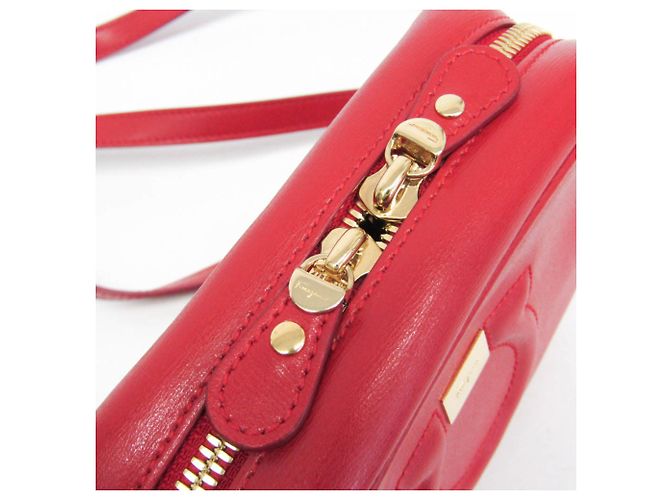 Borsa a Spalla Gancini AB-21 H006 di Salvatore Ferragamo Rosso - vista 8