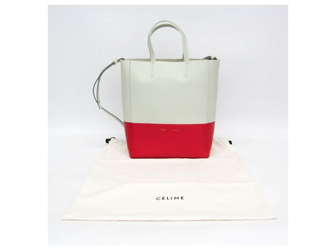 Céline Celine Cabas PICCOLO VERTICALE 176163 Borsa a Spalla in Pelle da Donna Rosso Verde chiaro - vista 2