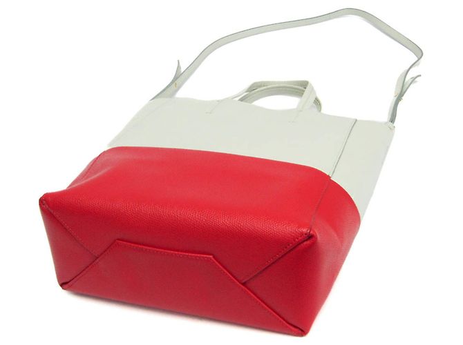 Céline Celine Cabas PICCOLO VERTICALE 176163 Borsa a Spalla in Pelle da Donna Rosso Verde chiaro - vista 3