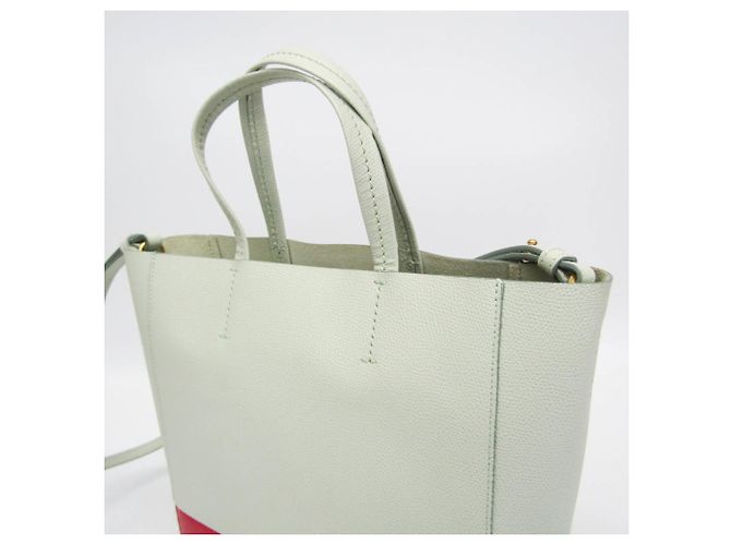 Céline Celine Cabas PICCOLO VERTICALE 176163 Borsa a Spalla in Pelle da Donna Rosso Verde chiaro - vista 8