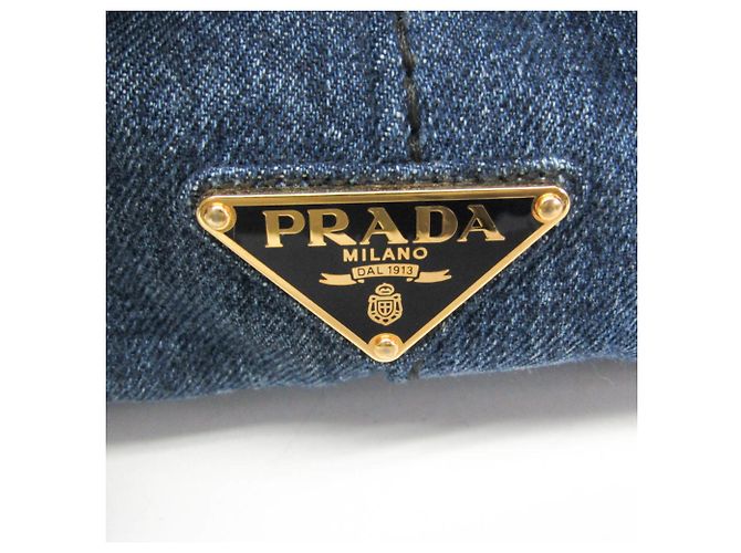 Borsa a mano in denim Canapa di Prada Blu - vista 10