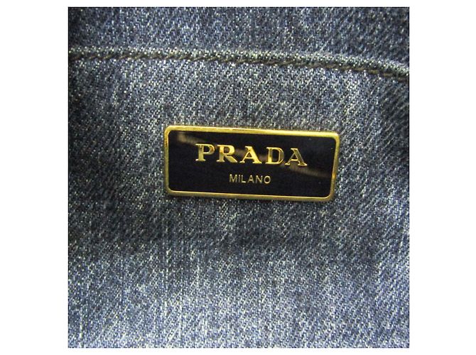 Borsa a mano in denim Canapa di Prada Blu - vista 12
