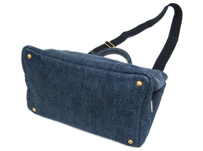 Borsa a mano in denim Canapa di Prada Blu - vista 2