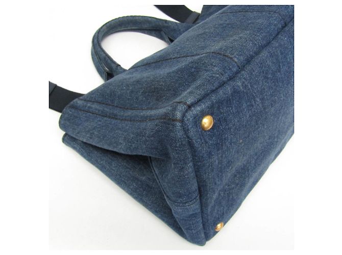 Borsa a mano in denim Canapa di Prada Blu - vista 4