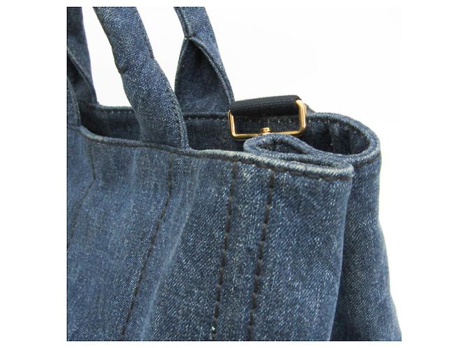 Borsa a mano in denim Canapa di Prada Blu - vista 6