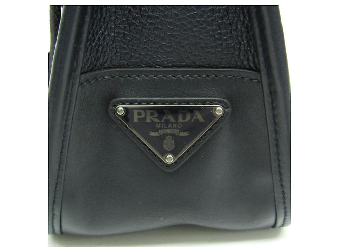 Borsa a tracolla in pelle da uomo Prada 2VH047 Nero Blu navy - vista 12