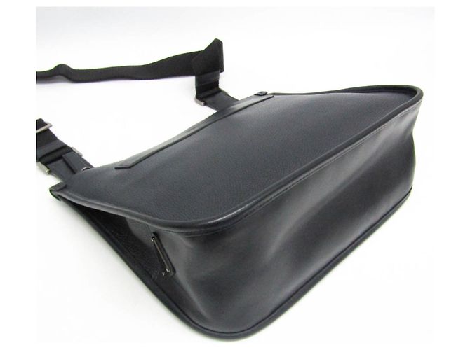 Borsa a tracolla in pelle da uomo Prada 2VH047 Nero Blu navy - vista 4