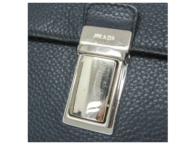 Borsa a tracolla in pelle da uomo Prada Blu navy - vista 10