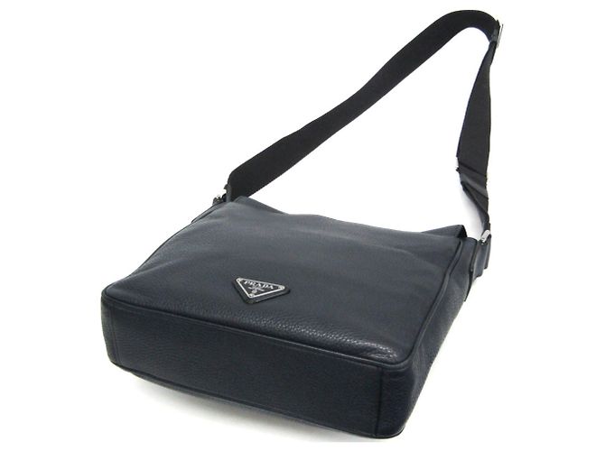 Borsa a tracolla in pelle da uomo Prada Blu navy - vista 2