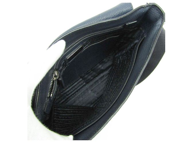 Borsa a tracolla in pelle da uomo Prada Blu navy - vista 3