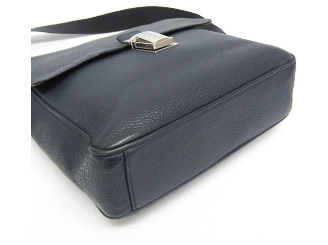 Borsa a tracolla in pelle da uomo Prada Blu navy - vista 6