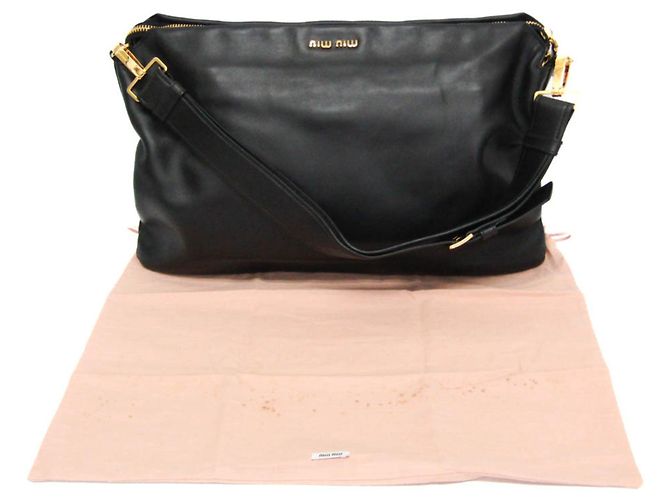 Borsa a spalla in pelle nera Miu Miu RR1917 Nero - vista 2