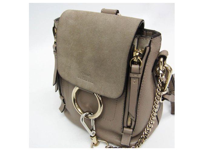 Zaino in pelle e suede da donna Chloé Faye Grigio - vista 10