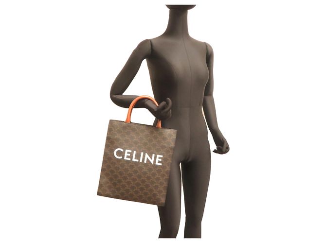Céline Borsa a mano verticale mini Cabas Triomphe di Celine per donne Marrone - vista 8
