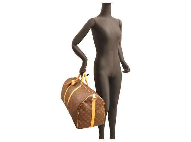 Borsa Boston Keepall Bandoulière 55 Louis Vuitton Marrone - vista 8