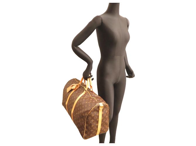 Borsa Boston Keepall Bandoulière 50 Louis Vuitton Marrone - vista 8