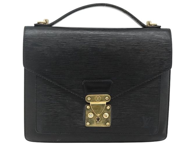 LOUIS VUITTON Borsa a Mano Epi Monceau 28 Nera M52122 LV Auth BA12216 Nero - vista 13