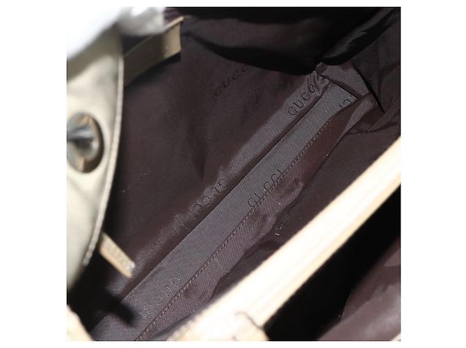 Borsa a mano in nylon beige e argento Gucci Bamboo 002 1016 Auth ep14257 - vista 11