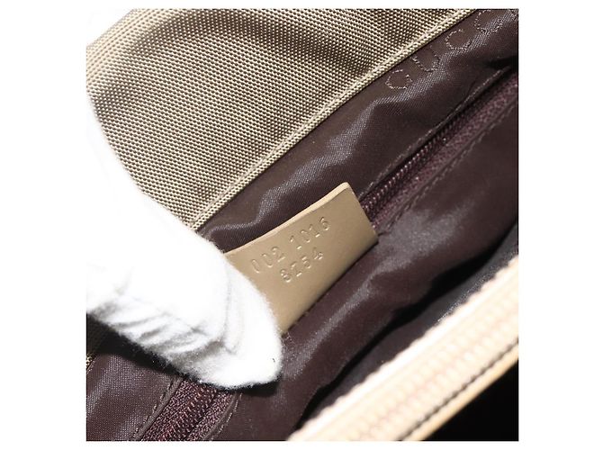 Borsa a mano in nylon beige e argento Gucci Bamboo 002 1016 Auth ep14257 - vista 12