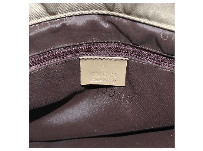 Borsa a mano in nylon beige e argento Gucci Bamboo 002 1016 Auth ep14257 - vista 17