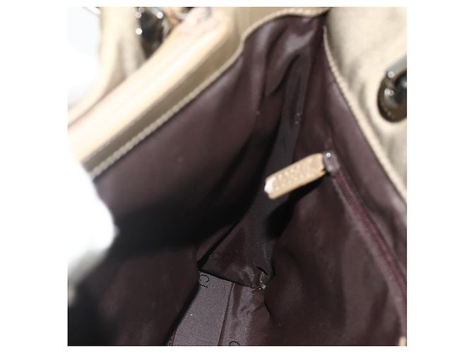 Borsa a mano in nylon beige e argento Gucci Bamboo 002 1016 Auth ep14257 - vista 19