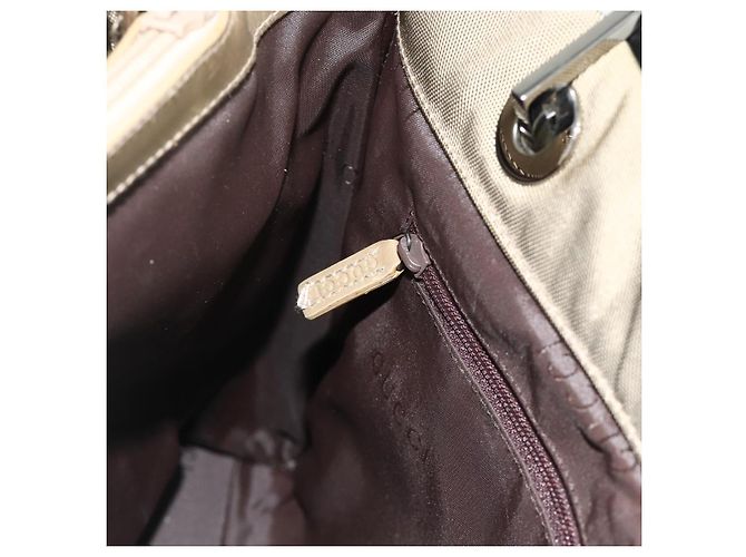 Borsa a mano in nylon beige e argento Gucci Bamboo 002 1016 Auth ep14257 - vista 20