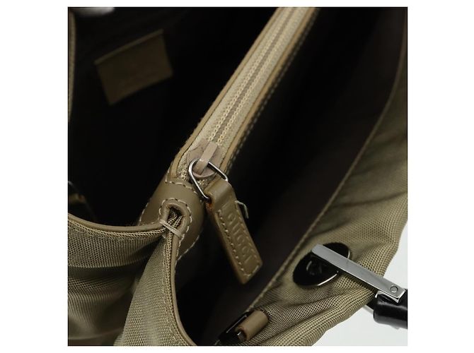 Borsa a mano in nylon beige e argento Gucci Bamboo 002 1016 Auth ep14257 - vista 22