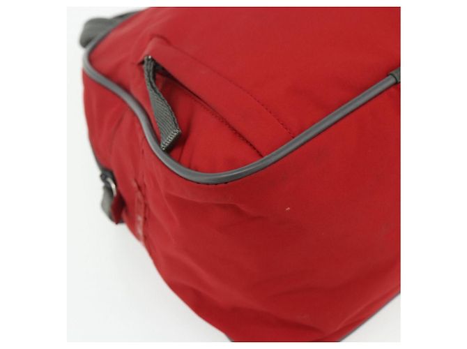 PRADA Borsa sportiva in nylon rossa argento Auth 176633A Rosso - vista 14